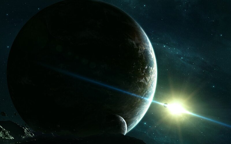 Planet with a bright star