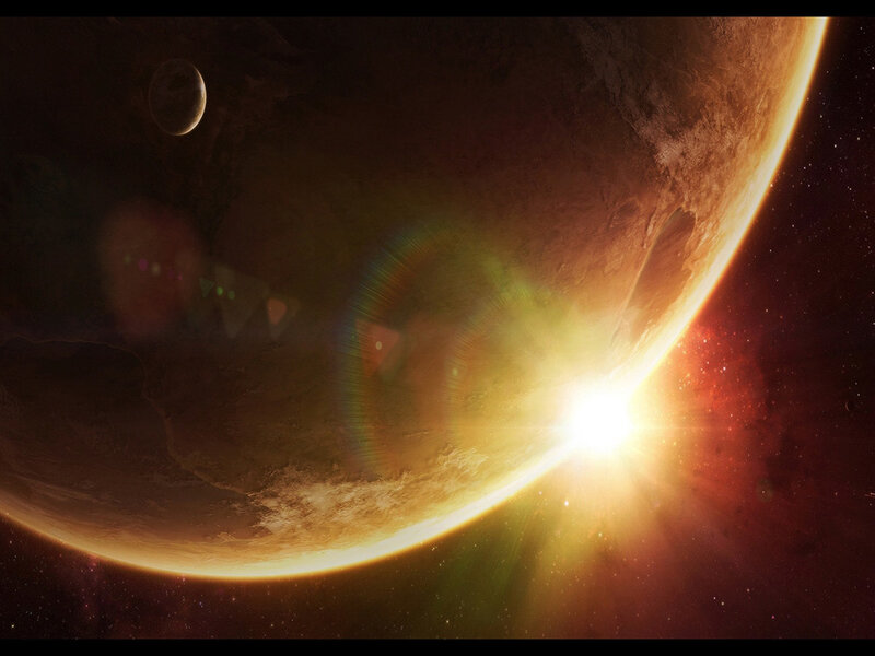 Planet with a bright sunrise