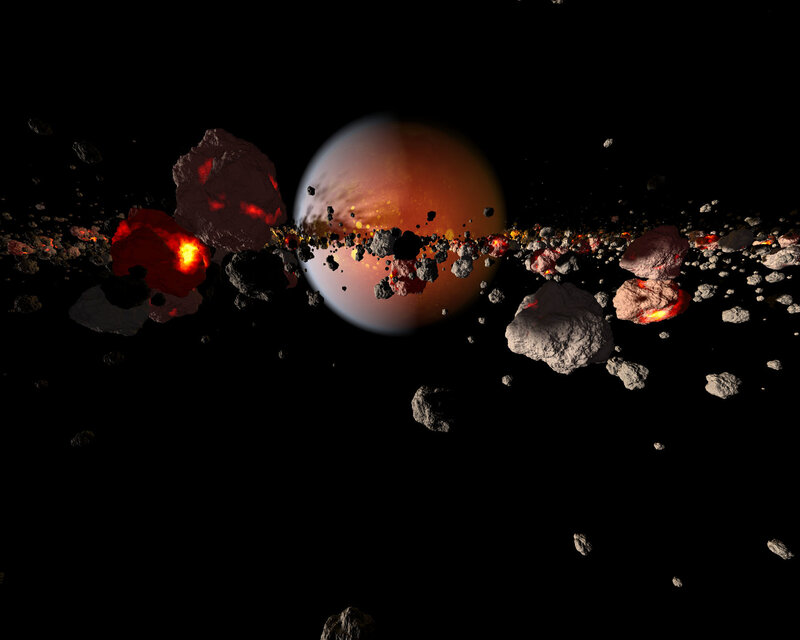 Planet with Asteroid Belt — Black