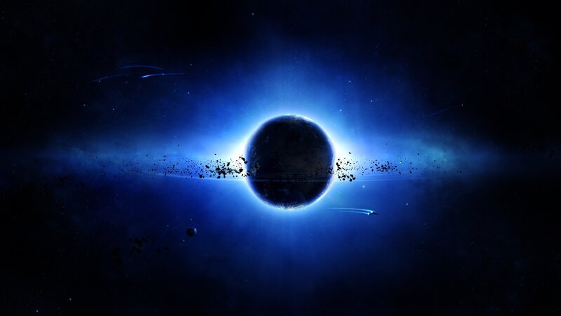 Planet with Asteroid Belt — Blue