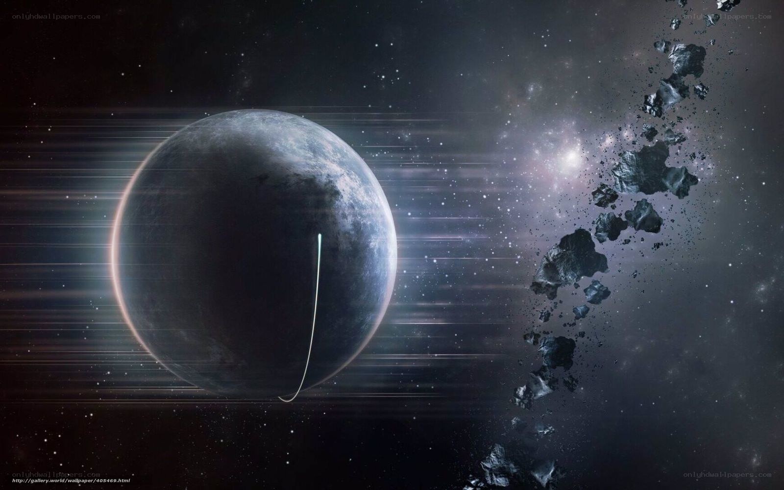 Planet with asteroid field