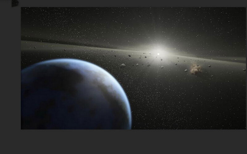 Planet with Asteroid Field — Blue