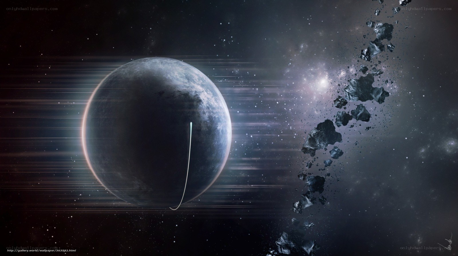 Planet with asteroid field