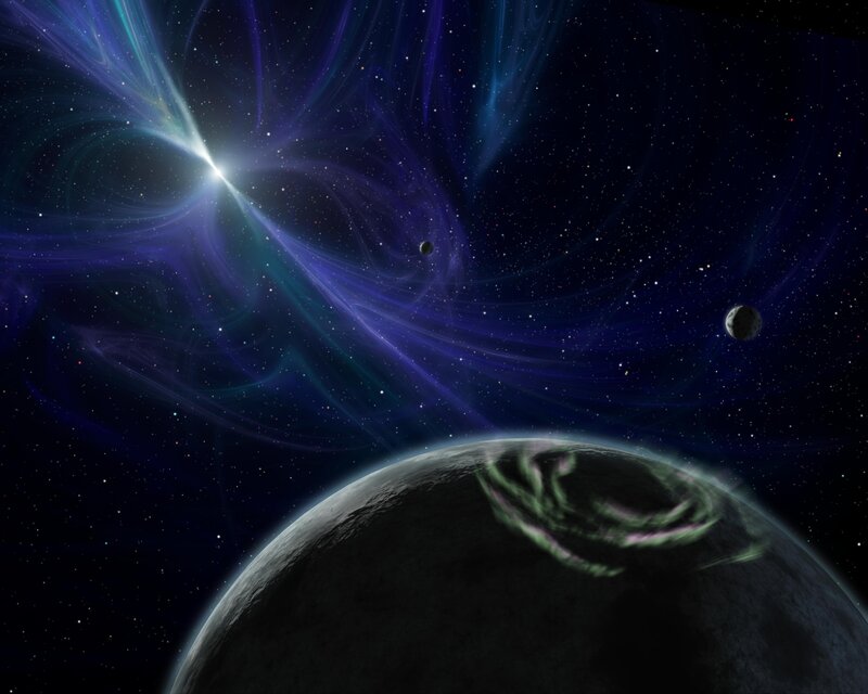 Planet with Aurora Borealis — Blue