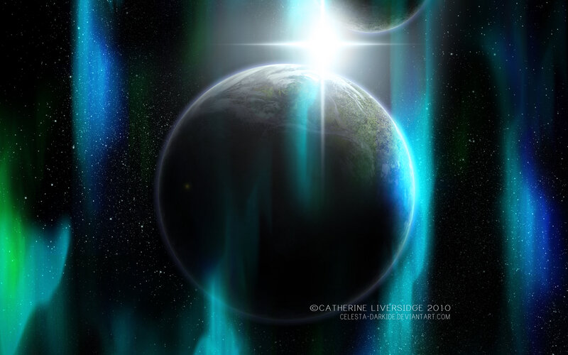 Planet with Aurora Borealis