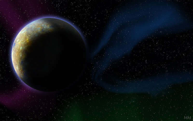 Planet with Aurora