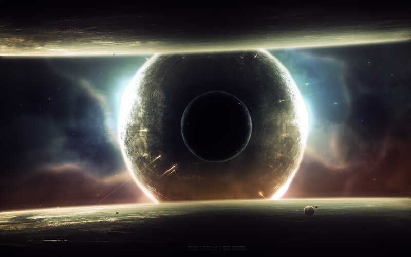 Planet with Black Hole — Dramatic, Digital Art, Black Hole