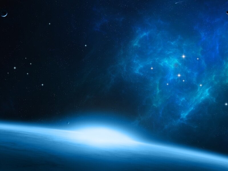 Planet with Blue Atmosphere