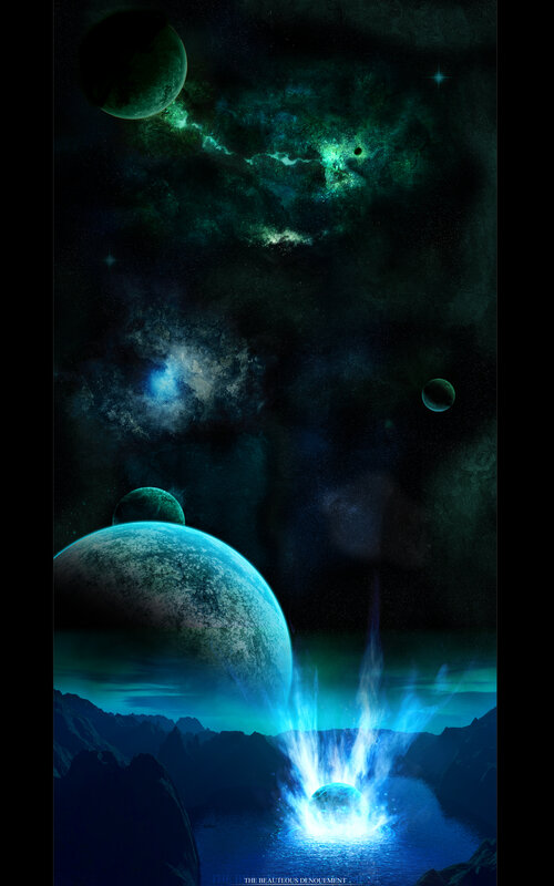 Planet with Blue Aurora