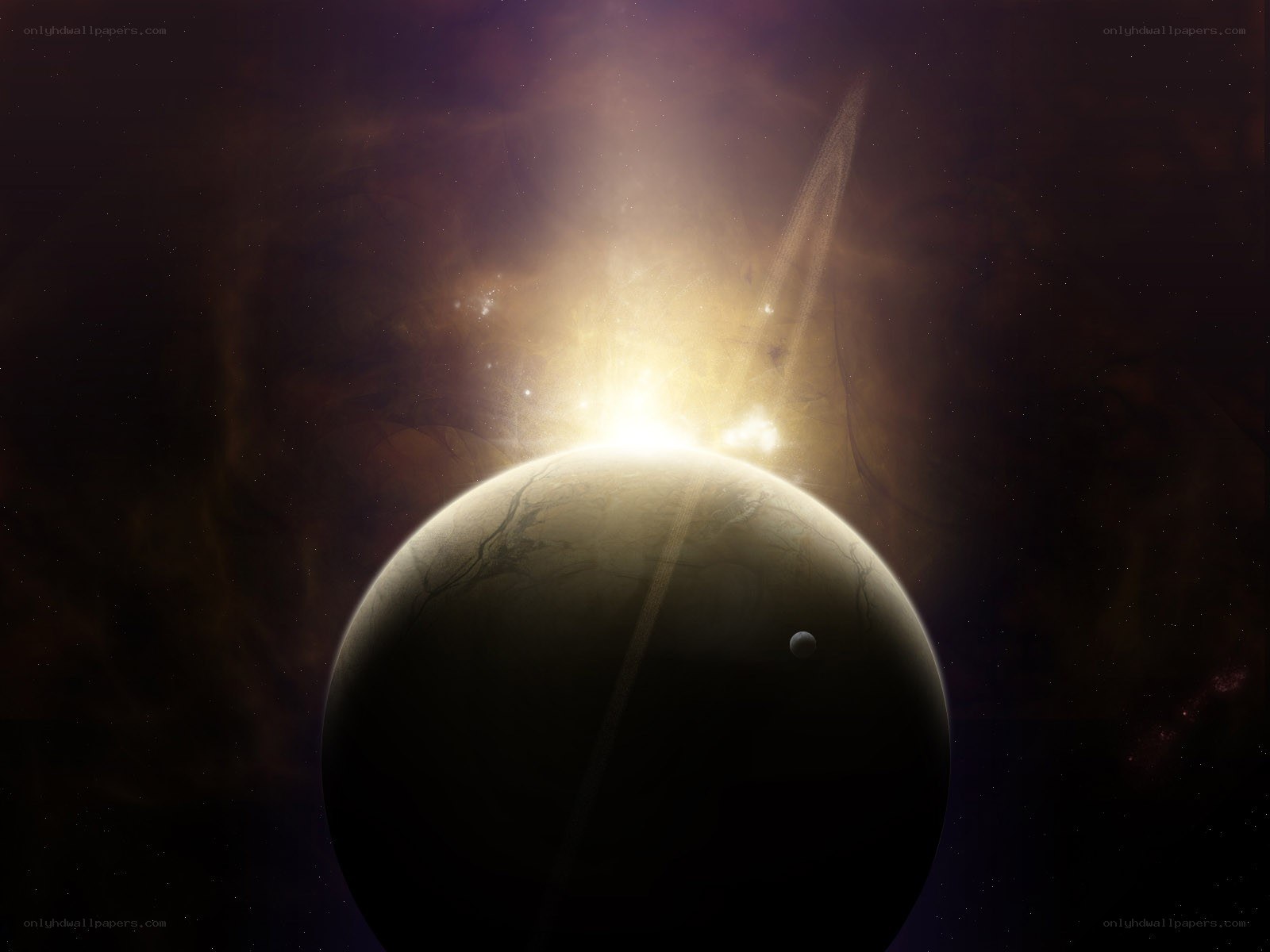 Planet with bright star behind