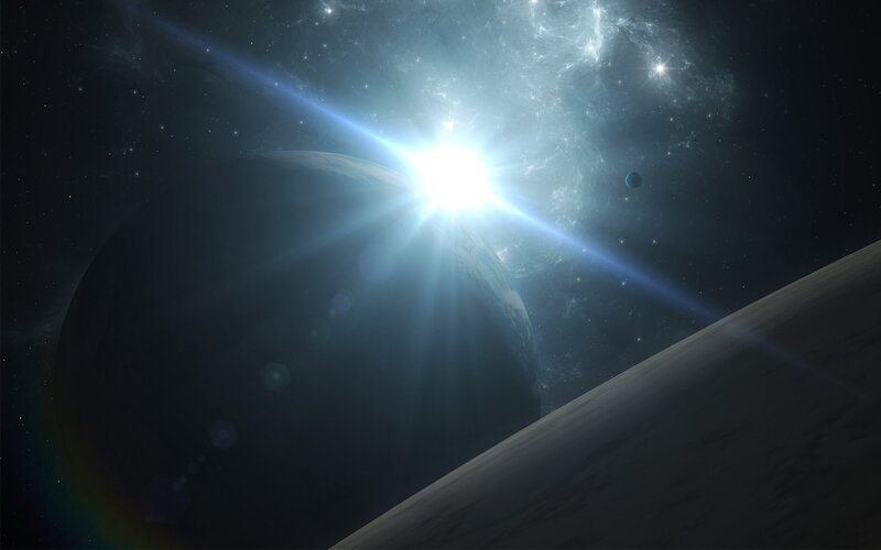 Planet with Bright Star — Black