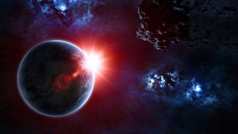 Planet with Bright Star — Red