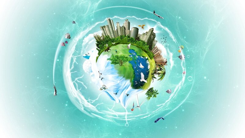 Planet with City and Nature