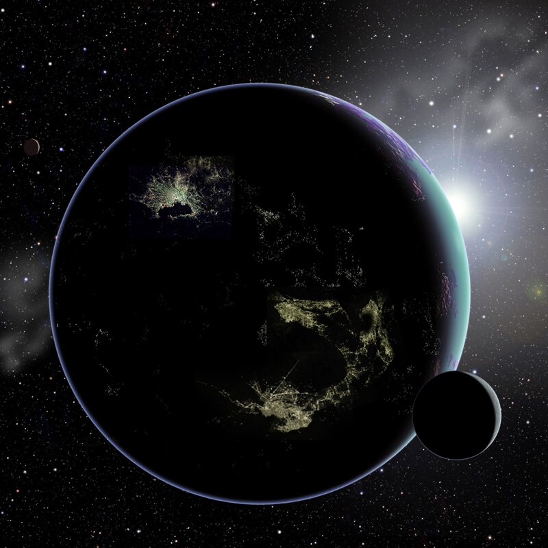 Planet with City Lights