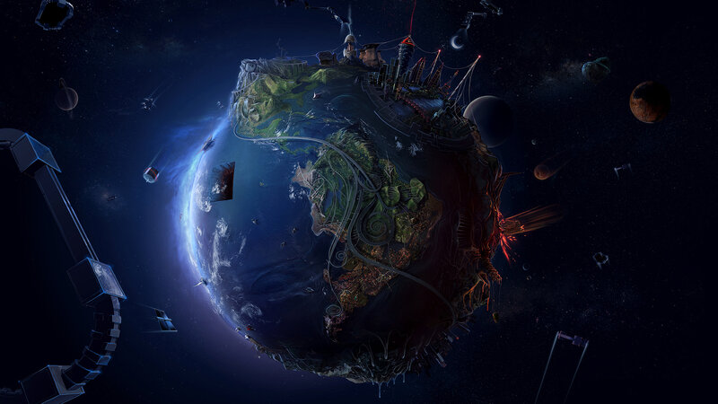 Planet with City Structures