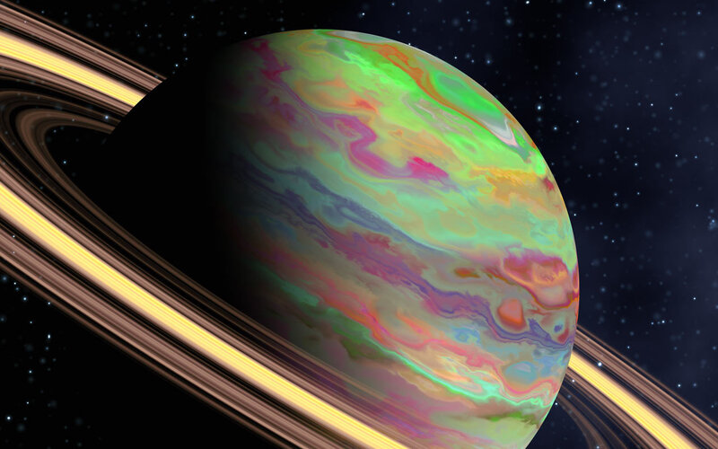 Planet with Colorful Rings — Green