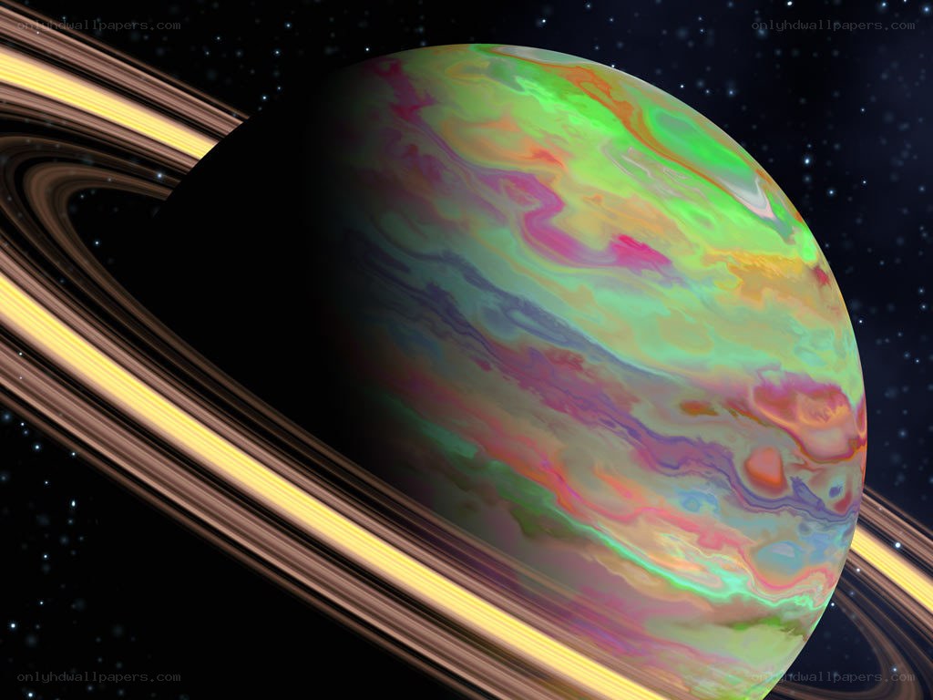 planet with colorful rings