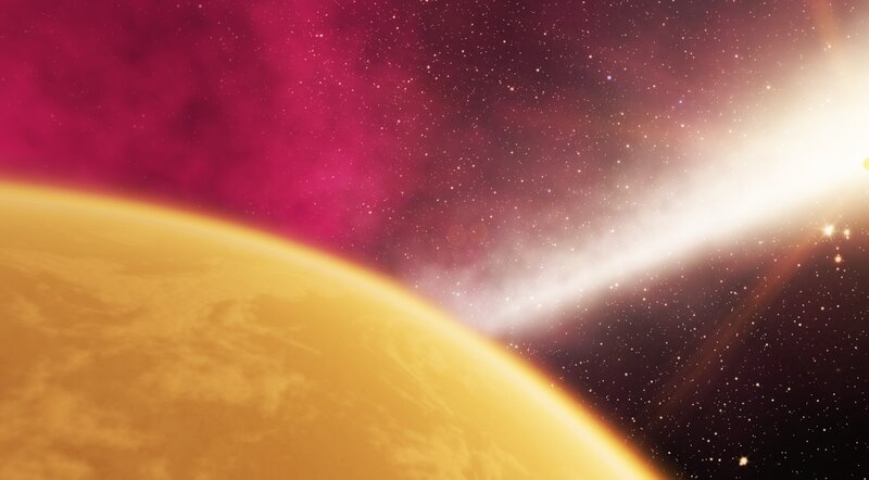 Planet with comet in space