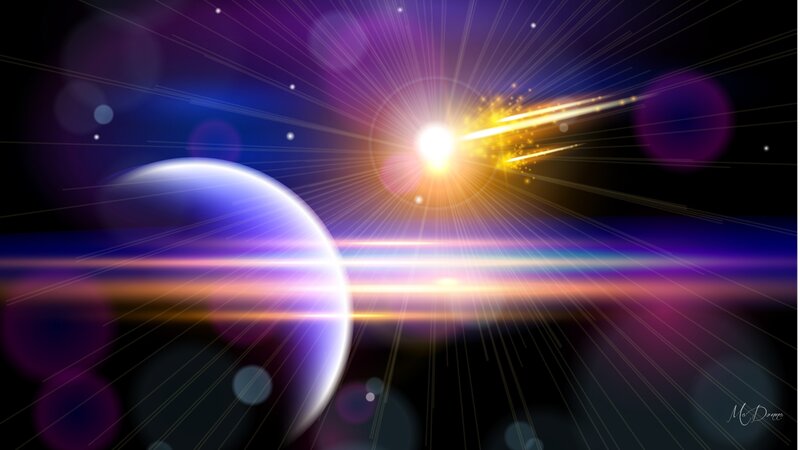 Planet with Comet — Purple