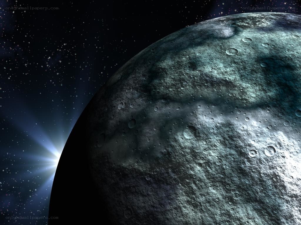 Planet with craters and starlight