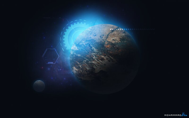 Planet with Digital Overlay