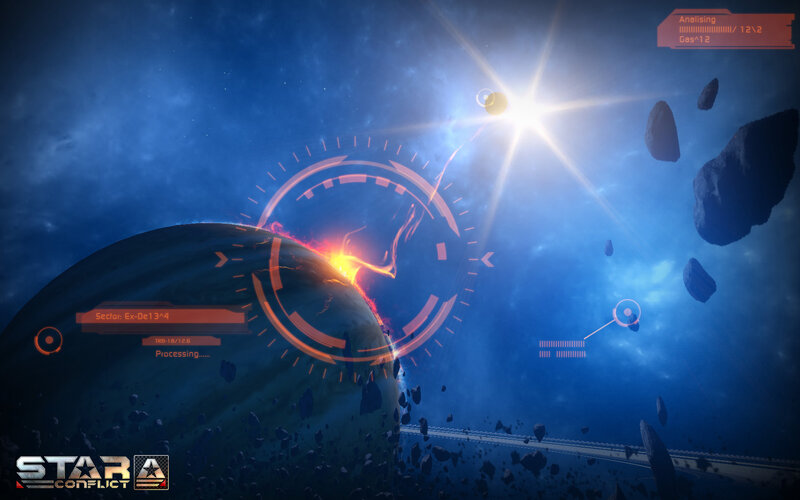 Planet with Energy Beam — Blue
