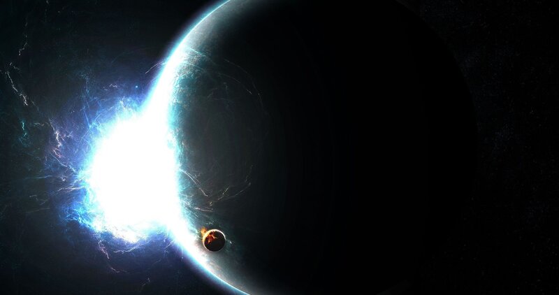 Planet with Explosion — Black