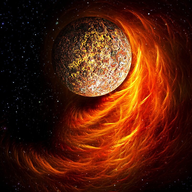 Planet with Fiery Aura