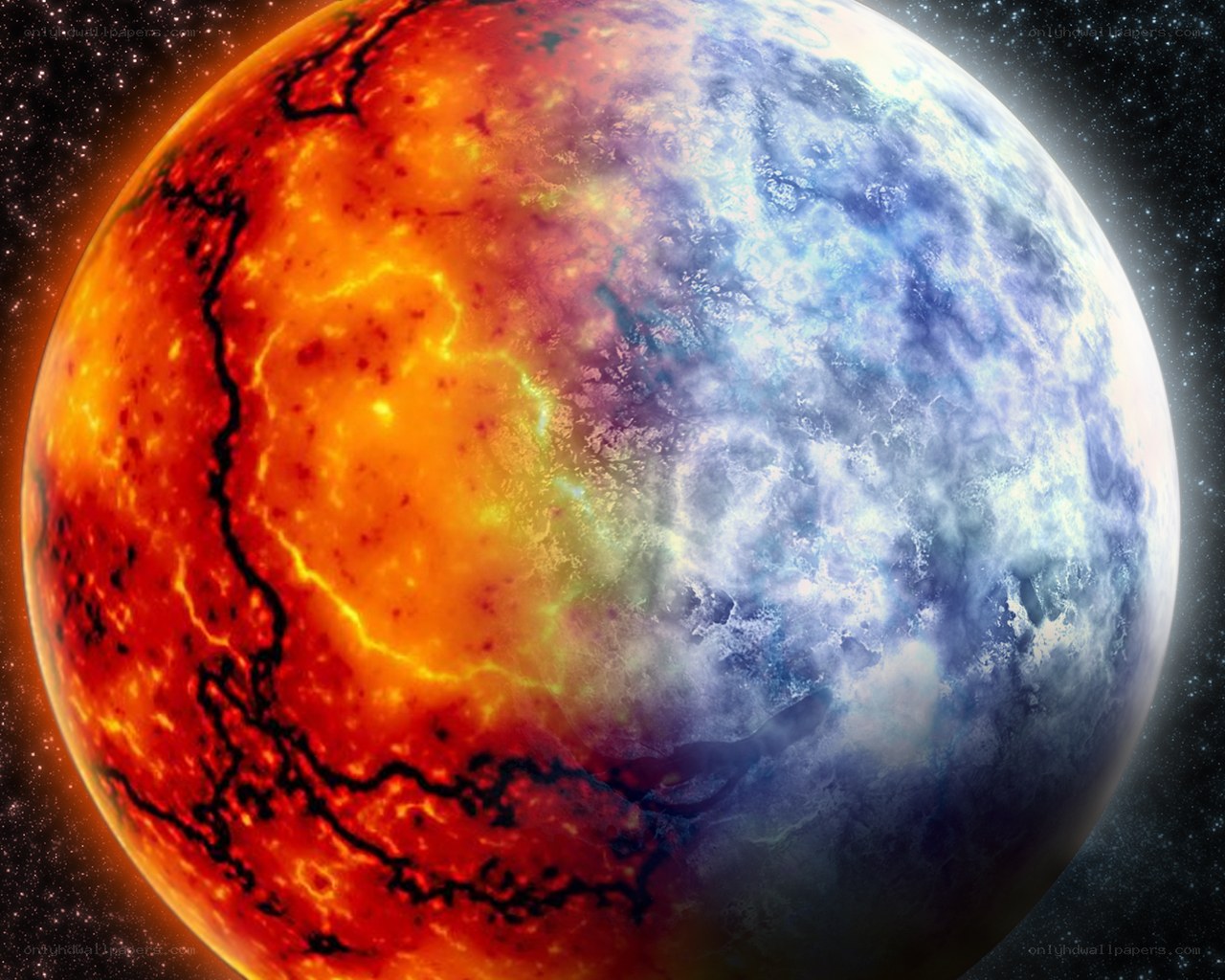 planet with fire and ice