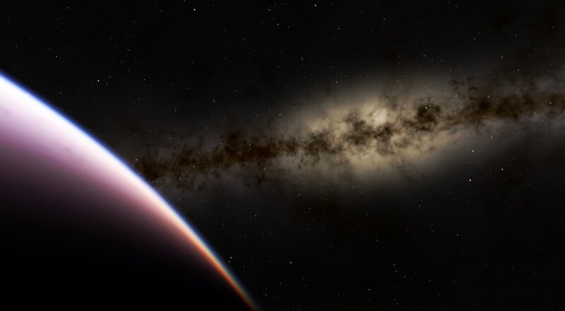 Planet with galaxy view