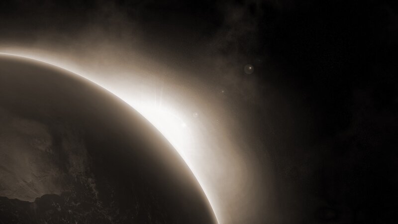 Planet with glowing atmosphere