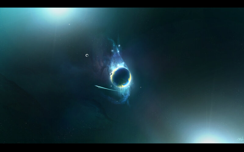 Planet with Glowing Aura — Blue, Serene
