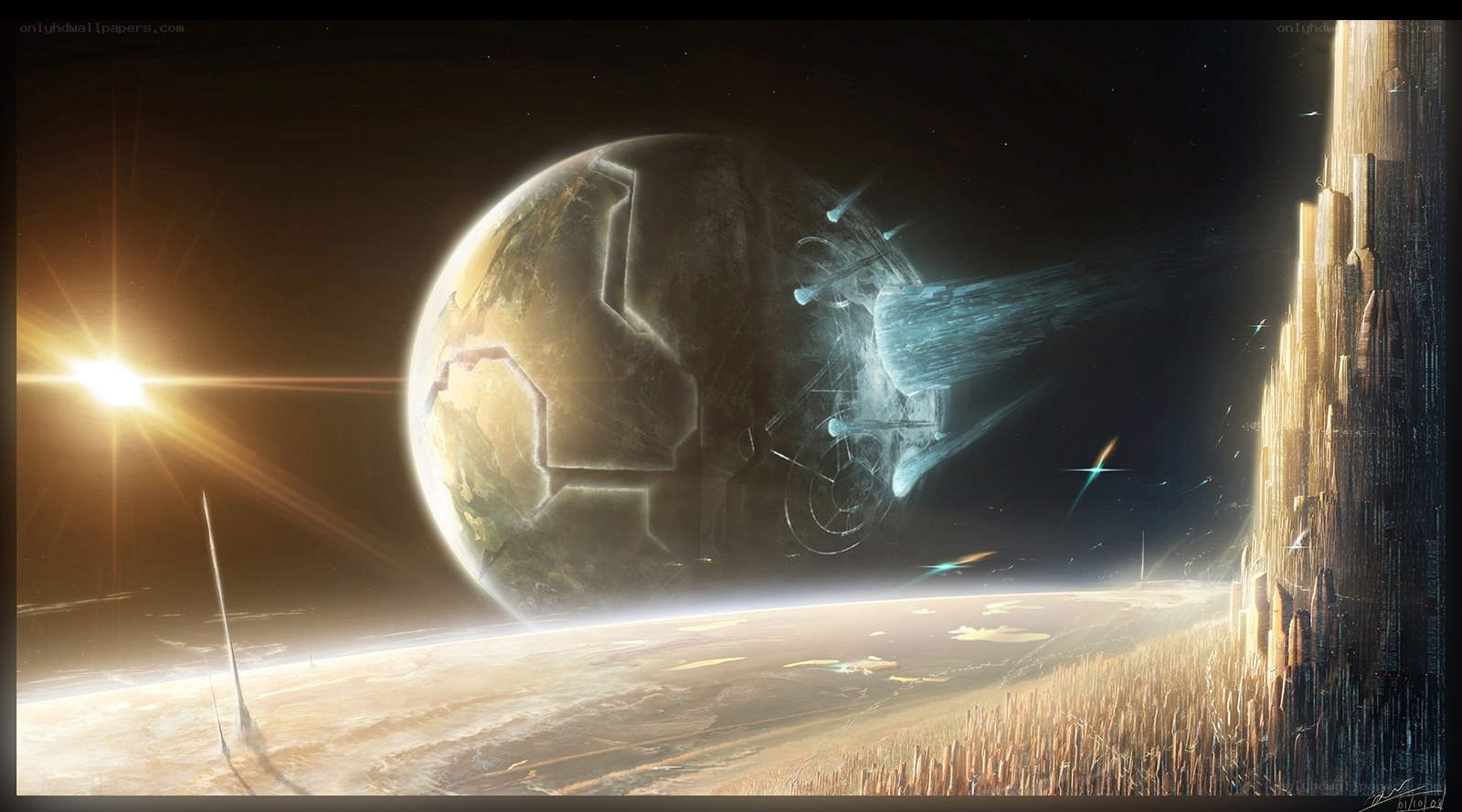 Planet with glowing cracks