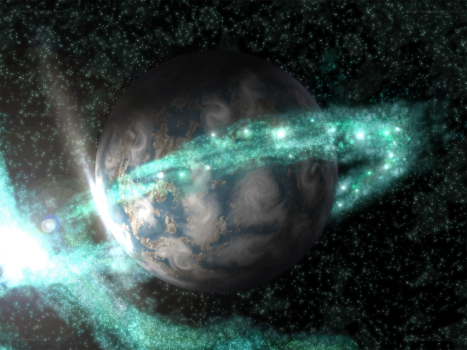 planet with glowing rings