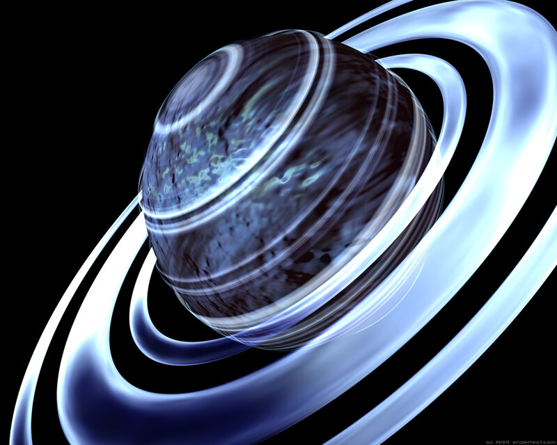 Planet with glowing rings