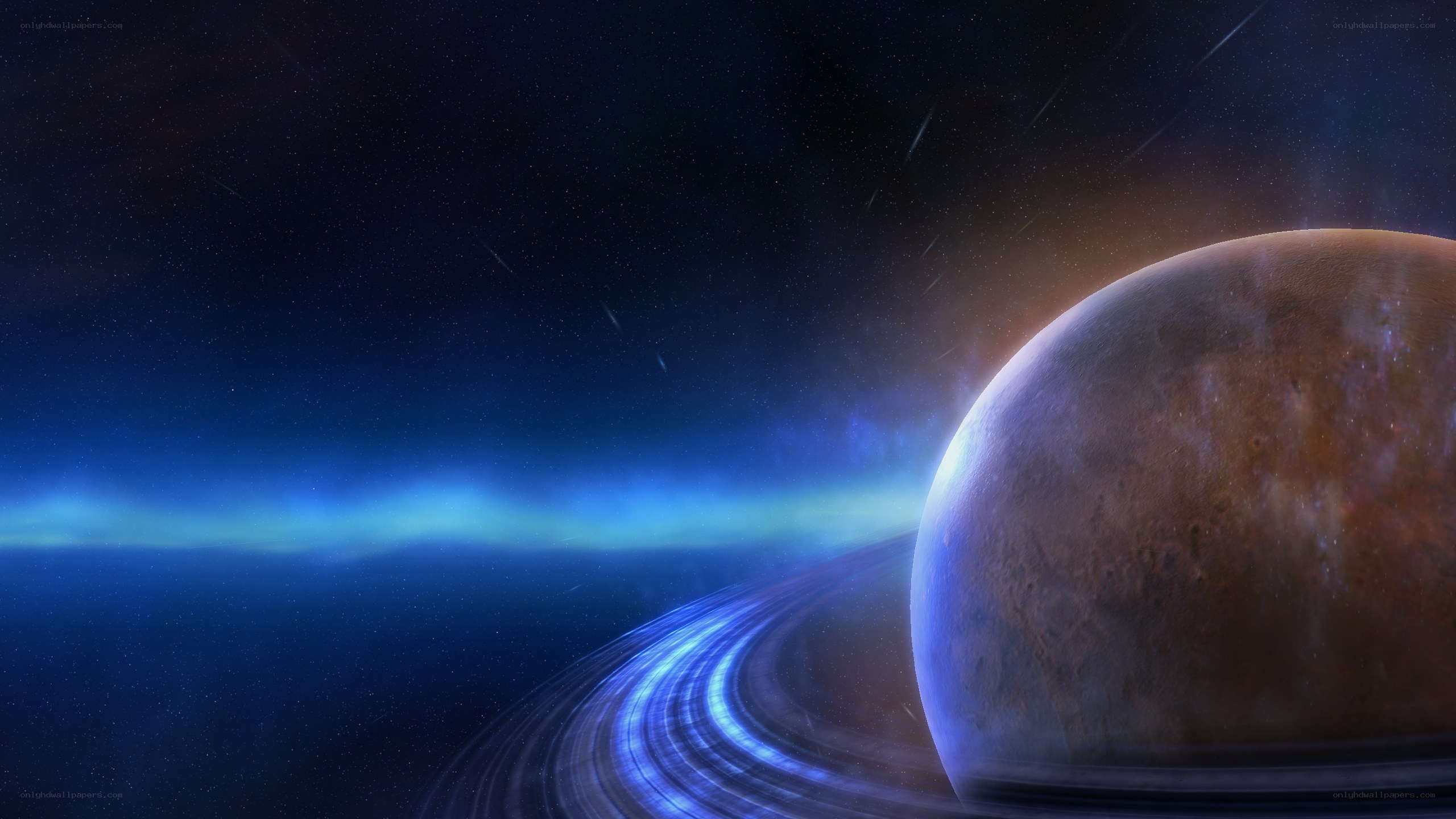 Planet with glowing rings