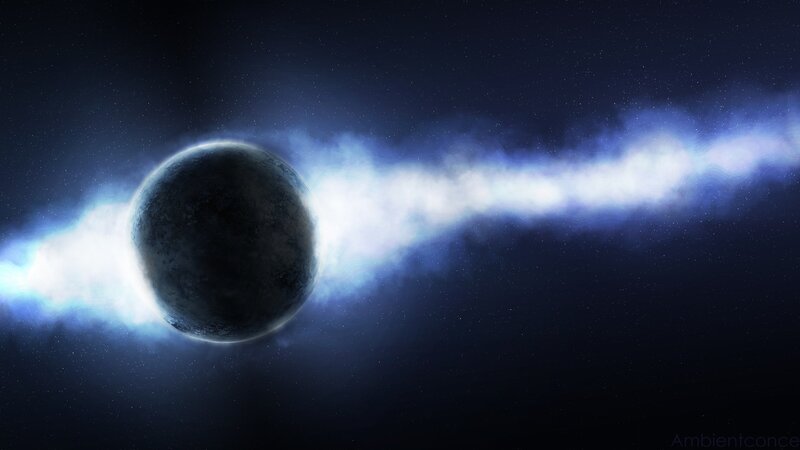 Planet with glowing tail