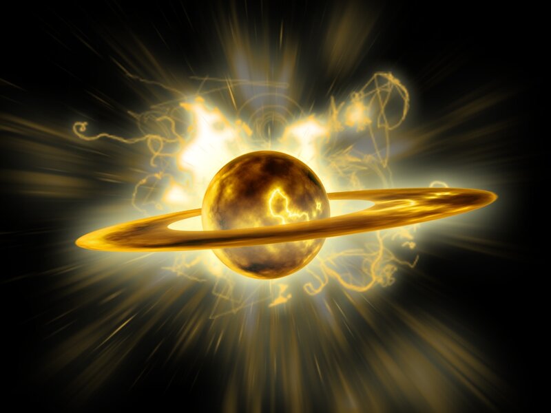 Planet with Golden Rings — Gold