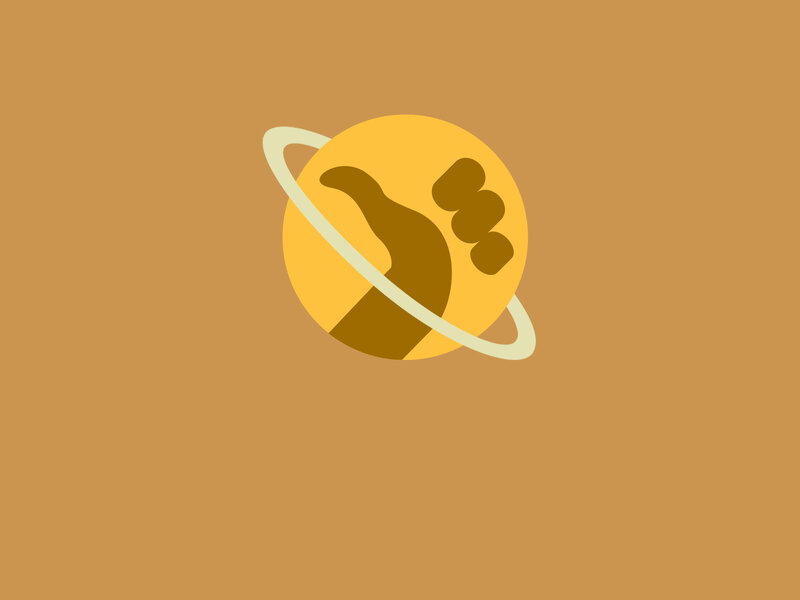 planet with hand icon