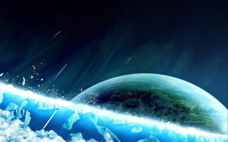 Planet with Ice and Clouds
