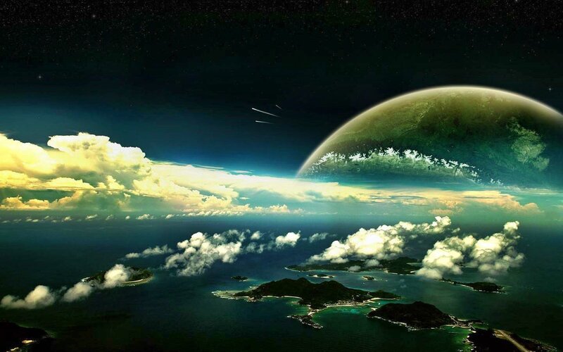 Planet with Islands — Green