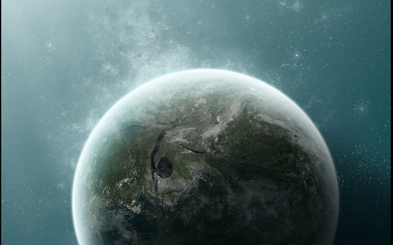 Planet with Large Crater