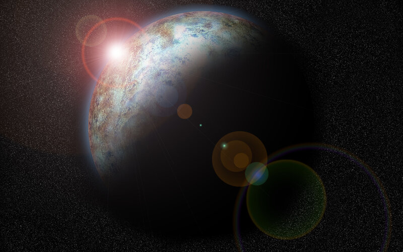 planet with lens flare