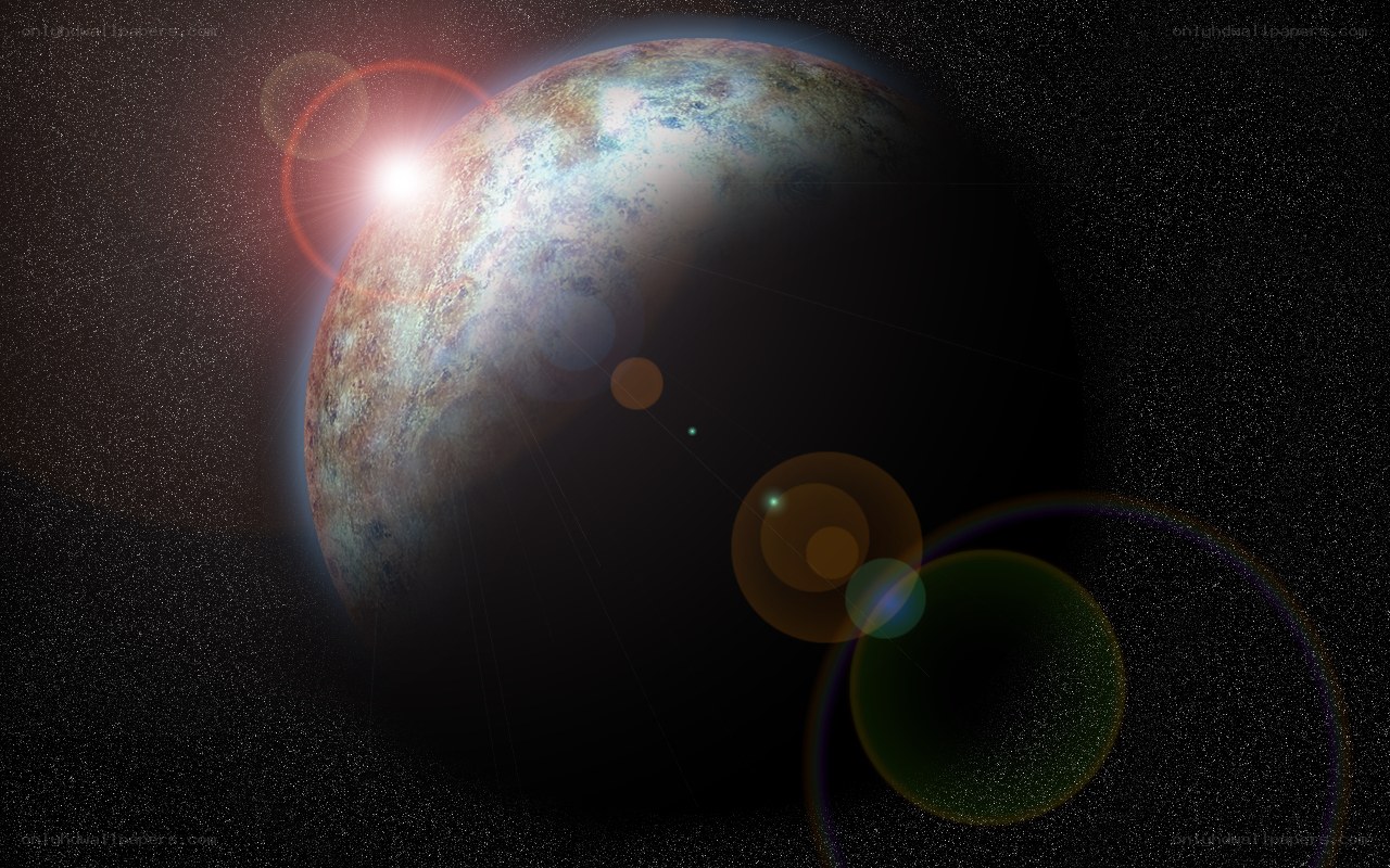 planet with lens flare