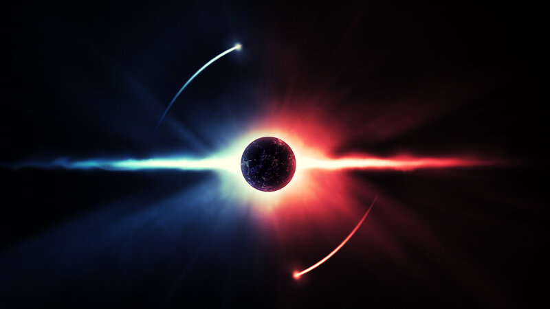 Planet with Light Beams — Black