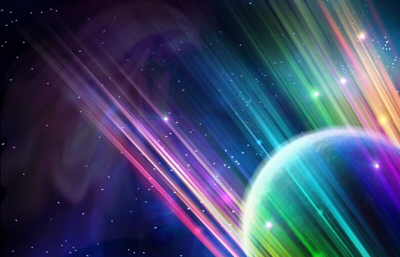 Planet with Light Beams — Blue, Cosmic