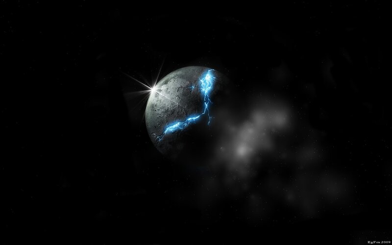 Planet with lightning crack