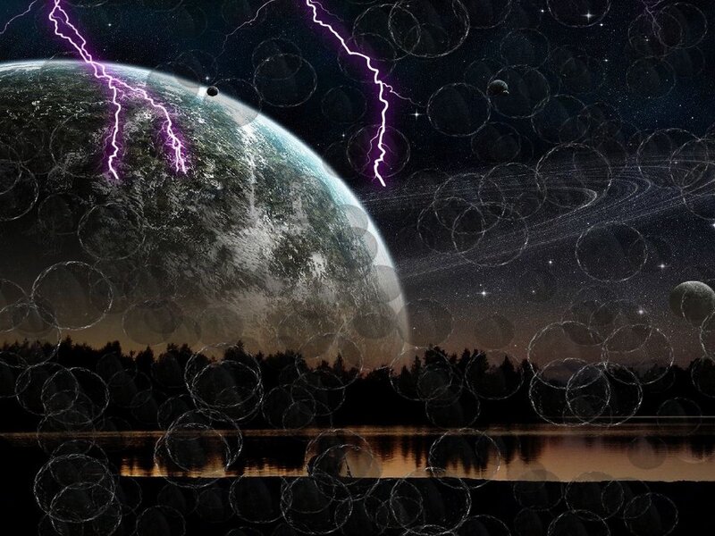 Planet with Lightning Storm — Black