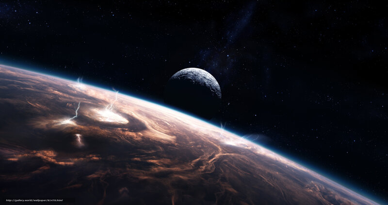 Planet with Lightning Storm — Brown