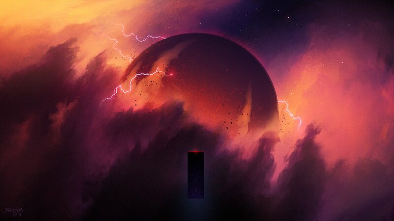 Planet with Lightning Storm — Purple